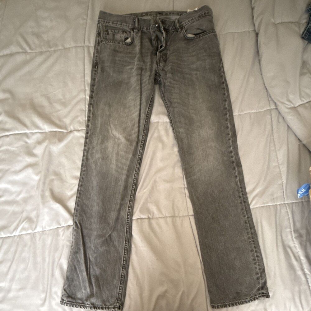L.O.G.G Vintage Men's Slim Fit Gray Straight Leg Light Wash Denim Jeans Size 34